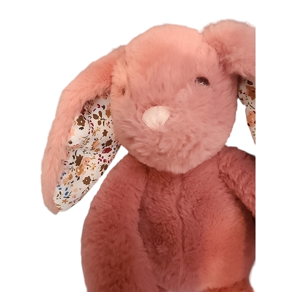 Manhattan Toy Plush Bunny Rabbit Rose Pink Floral Ears Plastic Eyes 15" - Picture 5 of 9